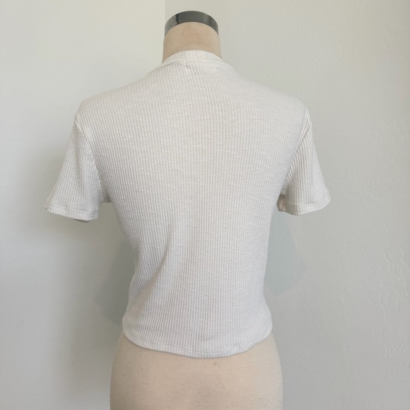 White Ribbed Crop Top - Picture 4 of 6